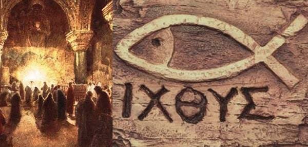 An early Christian symbol carved into the marble of Ephesus