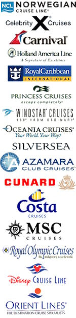 Cruise lines whose guests we meet at Kusadasi, including Norwegian, Celebrity, Carnival, Holland America, Royal Caribbean, Princess, Cunard, Costa and MSC